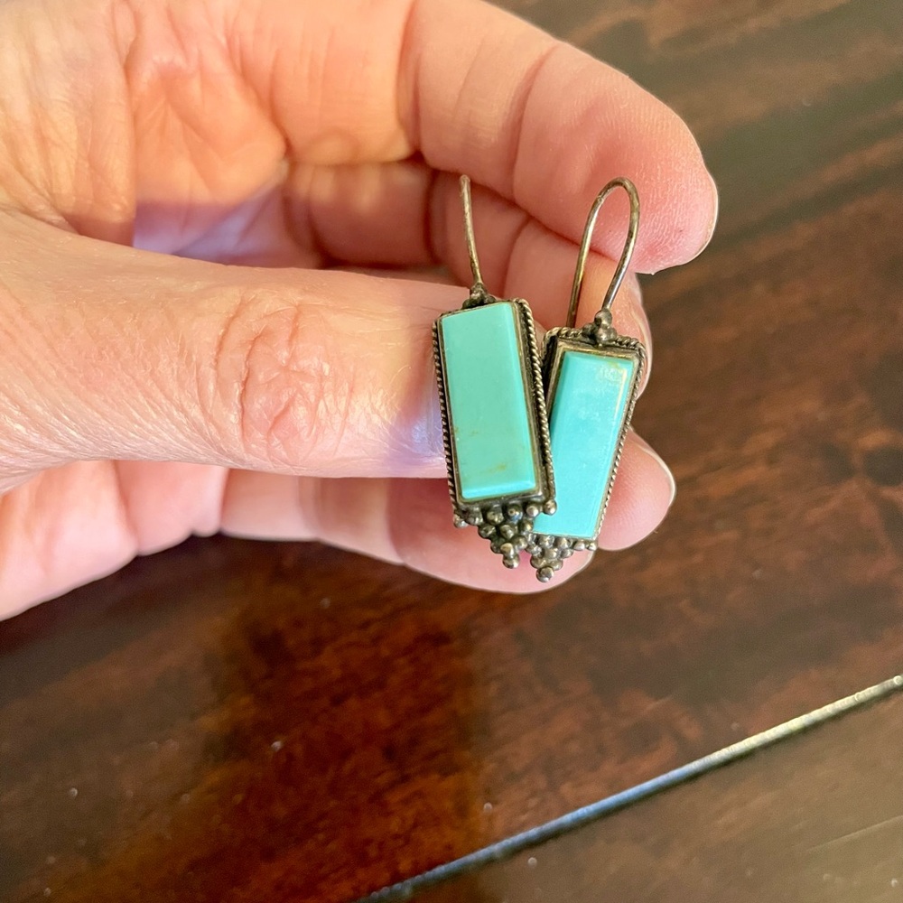 Turquoise Rectangular Earrings - image 1